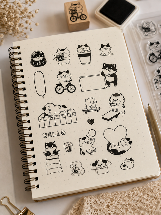 Hediye Ofisi Mutlu Kediler Scrapbook Mühür – Şeffaf Silikon Kedi Temalı Journal & Planner Damga