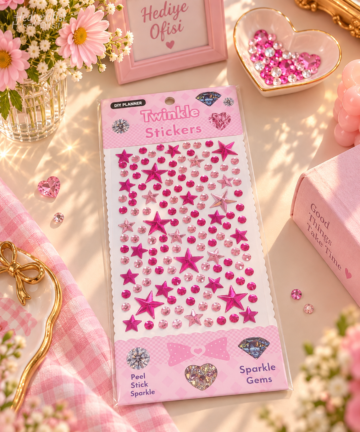 Renkli Yıldız Kristal Taş Sticker – Kendinden Yapışkanlı Dekoratif Süs Taşları