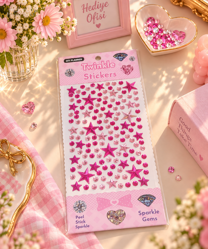 Renkli Yıldız Kristal Taş Sticker – Kendinden Yapışkanlı Dekoratif Süs Taşları