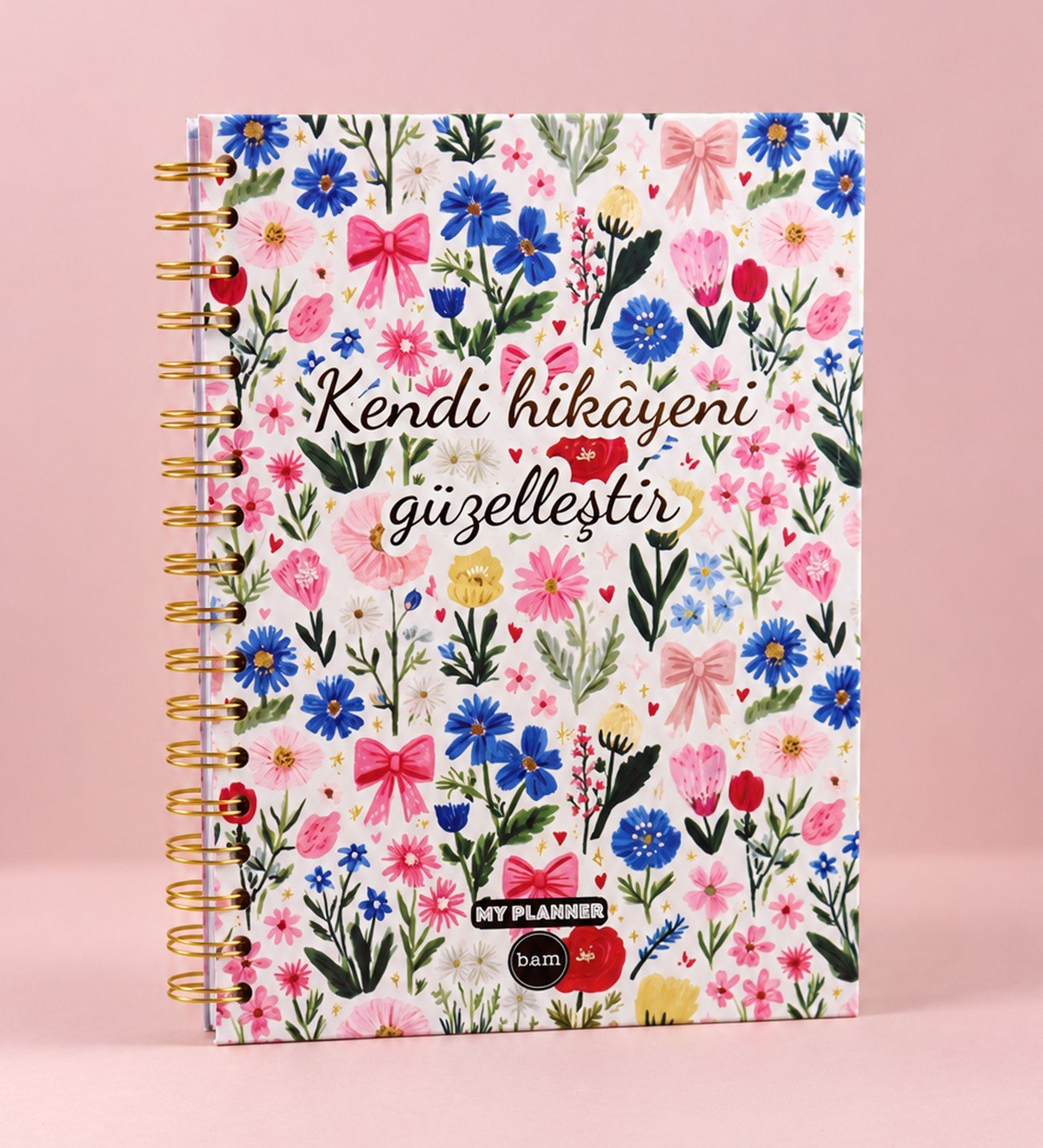 Kendi hikayeni güzelleştir çiçek desenli spiralli ajanda Hediye Ofisi