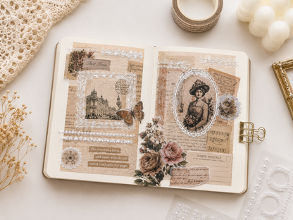 Vintage Dantel Scrapbook Sticker Set 6 Sayfa