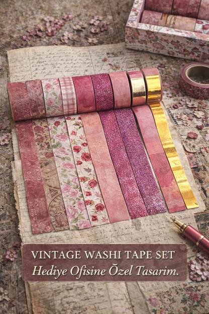 Hediye Ofisi 24’lü Vintage Washi Bant Seti | Bullet Journal & Scrapbook